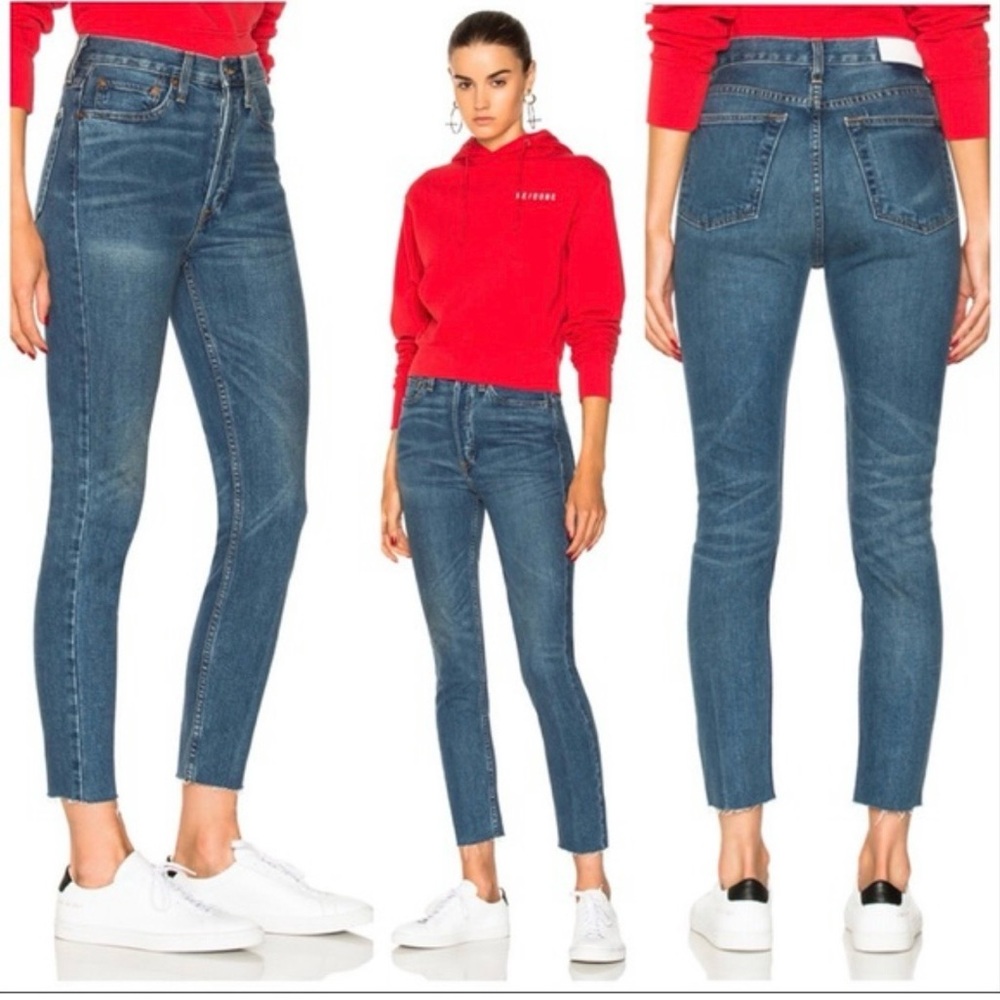 Redone Originals High Rise Ankle Crop Jeans Size:25 MADE IN USA
